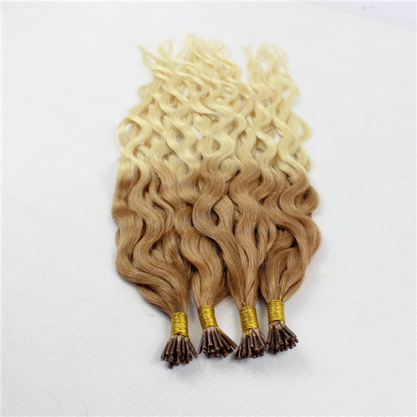 Blonde curly ombre keratin hair extensions ZJ0074